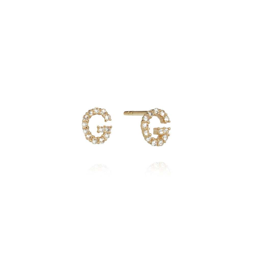 A pair of 18ct Gold Diamond Initial G Stud Earrings | Annoushka jewelley